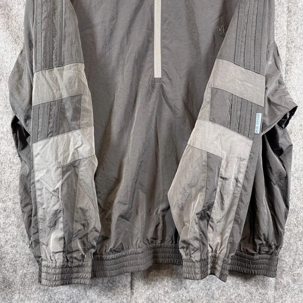 adidas Originals Blue Version Silver Track Jacket Mens XL 1/4 Zip Windbreaker